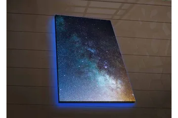 Canvastavla med LED-belysning - Stjärnfull natthimmel med galaxer och stjärnor - Mörkblå / Svart / Ljusblå - Inredning - Tavlor & posters - Canvastavla