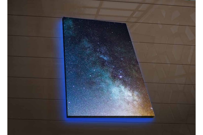 Canvastavla med LED-belysning - Stjärnfull natthimmel med galaxer och stjärnor - Mörkblå / Svart / Ljusblå - Inredning - Tavlor & posters - Canvastavla