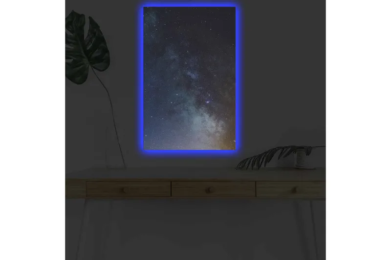 Canvastavla med LED-belysning - Stjärnfull natthimmel med galaxer och stjärnor - Mörkblå / Svart / Ljusblå - Inredning - Tavlor & posters - Canvastavla