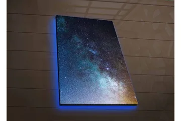 Canvastavla med LED-belysning - Stjärnfull natthimmel med galaxer och stjärnor - Mörkblå / Svart / Ljusblå - Inredning - Tavlor & posters - Canvastavla