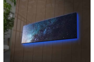 Canvastavla med LED-belysning - Stjärnhimmel med galaxer och stjärnor - Mörkblå / Svart / Ljusblå - Inredning - Tavlor & posters - Canvastavla