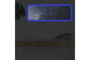 Canvastavla med LED-belysning - Stjärnhimmel med galaxer och stjärnor - Mörkblå / Svart / Ljusblå - Inredning - Tavlor & posters - Canvastavla