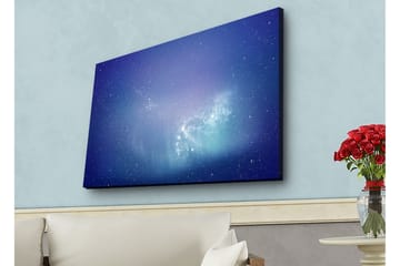 Canvastavla med LED-belysning - Stjärnspäckad galax i djupblått och lila - Djupblå / Lila / Turkos - Inredning - Tavlor & posters - Canvastavla