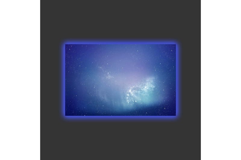 Canvastavla med LED-belysning - Stjärnspäckad galax i djupblått och lila - Djupblå / Lila / Turkos - Inredning - Tavlor & posters - Canvastavla