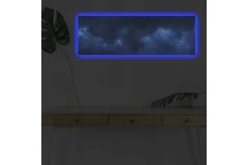 Canvastavla med LED-belysning - Stjärnspäckad natthimmel med mjuka molnformationer - Mörkblå / Ljusblå / Svart - Inredning - Tavlor & posters - Canvastavla