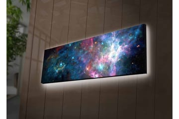 Canvastavla med LED-belysning - Storslagen galax med stjärnor och nebulosor - Blå / Lila / Rosa - Inredning - Tavlor & posters - Canvastavla