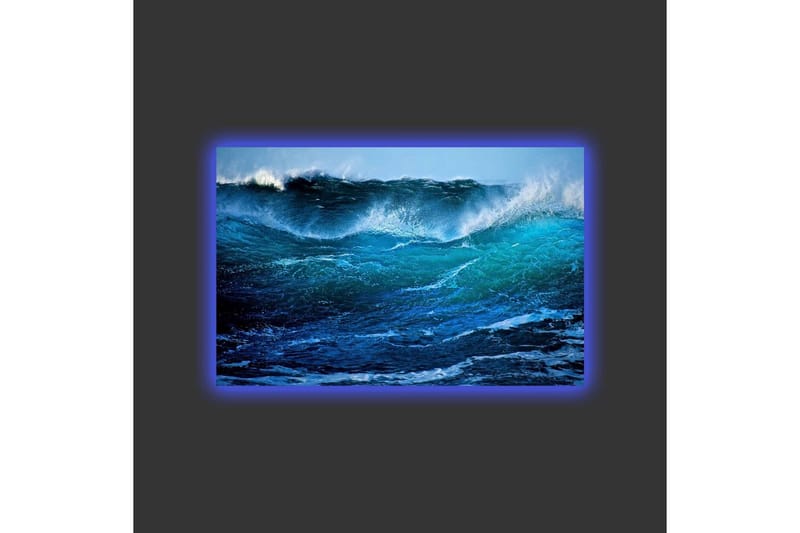 Canvastavla med LED-belysning - Storslagen havsvåg i rörelse - Turkos / Mörkblå / Vit - Inredning - Tavlor & posters - Canvastavla