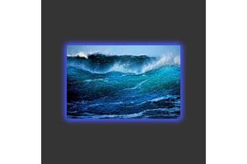 Canvastavla med LED-belysning - Storslagen havsvåg i rörelse - Turkos / Mörkblå / Vit - Inredning - Tavlor & posters - Canvastavla