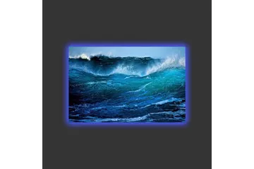 Canvastavla med LED-belysning - Storslagen havsvåg i rörelse - Turkos / Mörkblå / Vit - Inredning - Tavlor & posters - Canvastavla