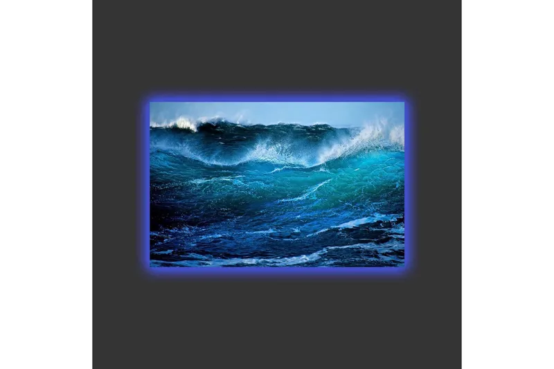Canvastavla med LED-belysning - Storslagen havsvåg i rörelse - Turkos / Mörkblå / Vit - Inredning - Tavlor & posters - Canvastavla