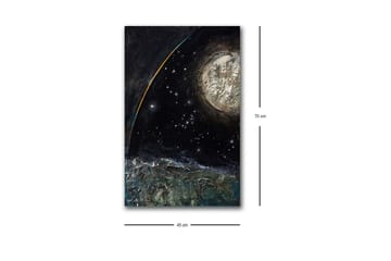 Canvastavla med LED-belysning - Storslagen rymdscen med en planet och stjärnor - Mörkblå / Grön / Vit - Inredning - Tavlor & posters - Canvastavla