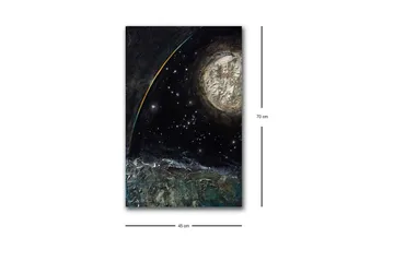 Canvastavla med LED-belysning - Storslagen rymdscen med en planet och stjärnor - Mörkblå / Grön / Vit - Inredning - Tavlor & posters - Canvastavla