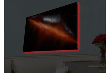 Canvastavla med LED-belysning - Storslagen rymdscen med nebulosor i varma färger - Röd / Orange / Blå - Inredning - Tavlor & posters - Canvastavla