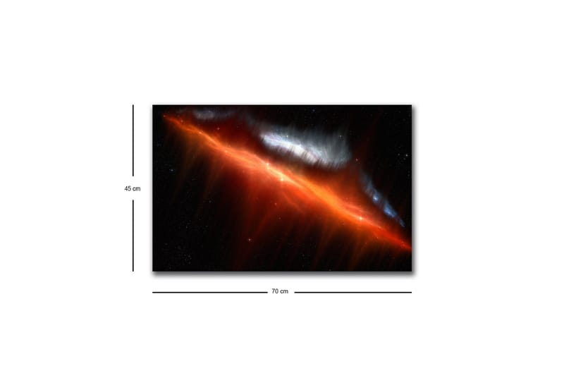Canvastavla med LED-belysning - Storslagen rymdscen med nebulosor i varma färger - Röd / Orange / Blå - Inredning - Tavlor & posters - Canvastavla