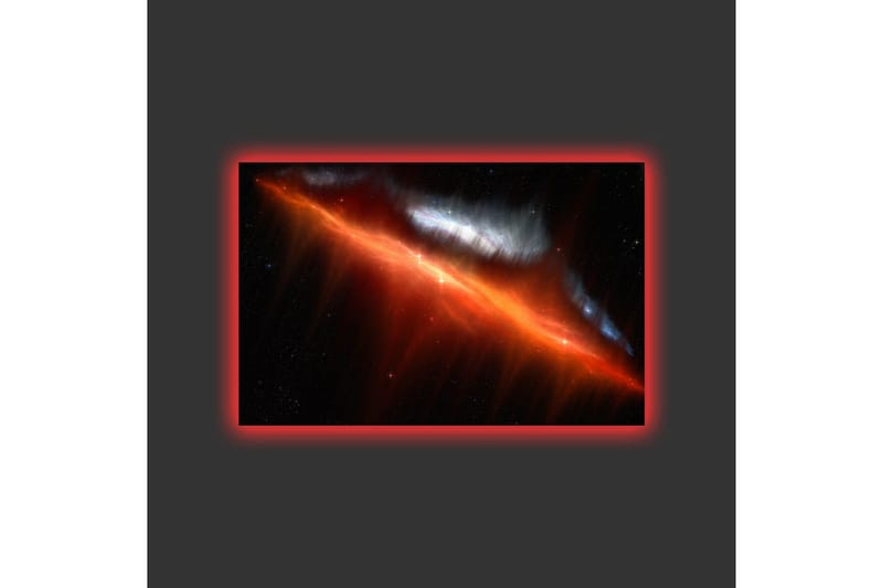 Canvastavla med LED-belysning - Storslagen rymdscen med nebulosor i varma färger - Röd / Orange / Blå - Inredning - Tavlor & posters - Canvastavla