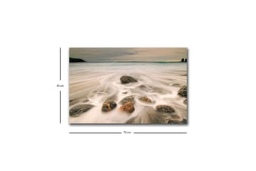 Canvastavla med LED-belysning - Strandscen med mjuka vågor som omsluter stenar - Grå / Beige / Svart - Inredning - Tavlor & posters - Canvastavla