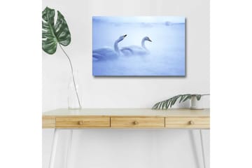 Canvastavla med LED-belysning - Svansar simmande i dimmig vattenmiljö - Ljusblå / Vit - Inredning - Tavlor & posters - Canvastavla