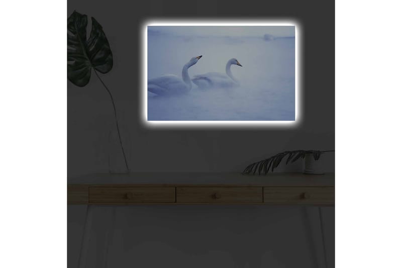 Canvastavla med LED-belysning - Svansar simmande i dimmig vattenmiljö - Ljusblå / Vit - Inredning - Tavlor & posters - Canvastavla