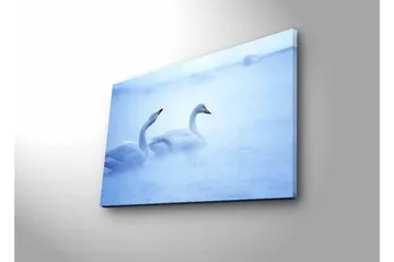 Canvastavla med LED-belysning - Svansar simmande i dimmig vattenmiljö - Ljusblå / Vit - Inredning - Tavlor & posters - Canvastavla