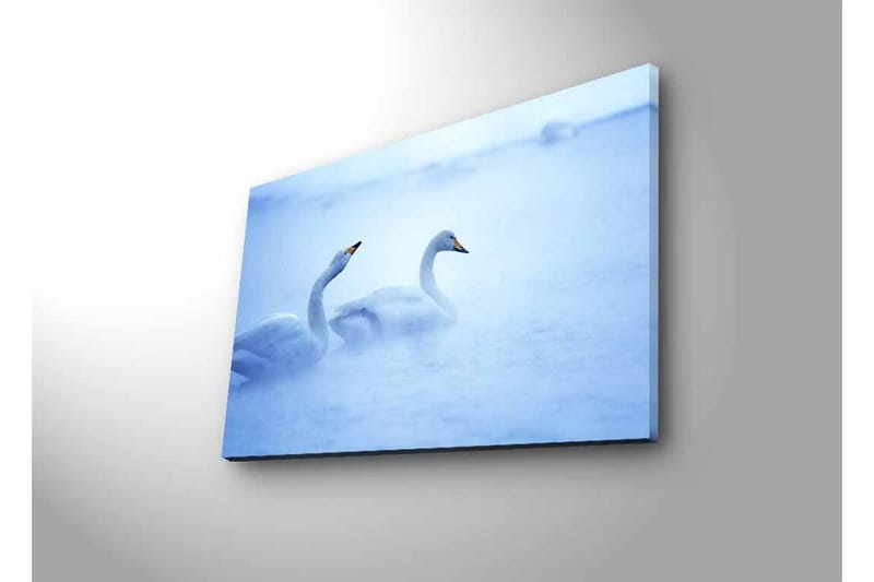 Canvastavla med LED-belysning - Svansar simmande i dimmig vattenmiljö - Ljusblå / Vit - Inredning - Tavlor & posters - Canvastavla