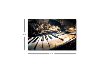 Canvastavla med LED-belysning - Svart piano med vita tangenter i en nostalgisk komposition - Svart / Vit / Brunt - Inredning - Tavlor & posters - Canvastavla