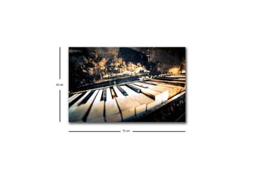 Canvastavla med LED-belysning - Svart piano med vita tangenter i en nostalgisk komposition - Svart / Vit / Brunt - Inredning - Tavlor & posters - Canvastavla