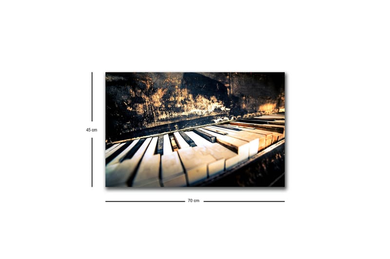 Canvastavla med LED-belysning - Svart piano med vita tangenter i en nostalgisk komposition - Svart / Vit / Brunt - Inredning - Tavlor & posters - Canvastavla