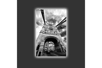 Canvastavla med LED-belysning - Svartvit bild av Tower Bridge i London med dramatiska moln - Svart / Vitt / Grått - Inredning - Tavlor & posters - Canvastavla