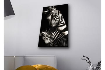 Canvastavla med LED-belysning - Svartvita zebror med distinkta ränder - Svart / Vit - Inredning - Tavlor & posters - Canvastavla
