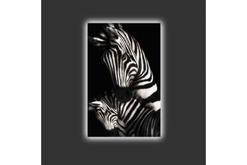 Canvastavla med LED-belysning - Svartvita zebror med distinkta ränder - Svart / Vit - Inredning - Tavlor & posters - Canvastavla