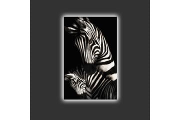 Canvastavla med LED-belysning - Svartvita zebror med distinkta ränder - Svart / Vit - Inredning - Tavlor & posters - Canvastavla