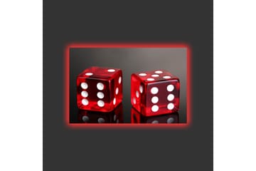 Canvastavla med LED-belysning - Tärningar i klart röd färg med vita prickar - Röd / Vit - Inredning - Tavlor & posters - Canvastavla