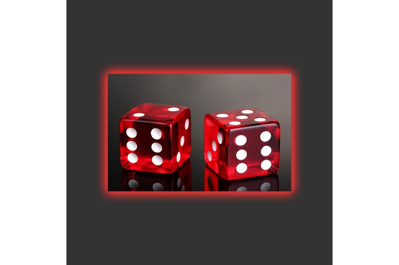 Canvastavla med LED-belysning - Tärningar i klart röd färg med vita prickar - Röd / Vit - Inredning - Tavlor & posters - Canvastavla