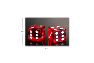 Canvastavla med LED-belysning - Tärningar i klart röd färg med vita prickar - Röd / Vit - Inredning - Tavlor & posters - Canvastavla