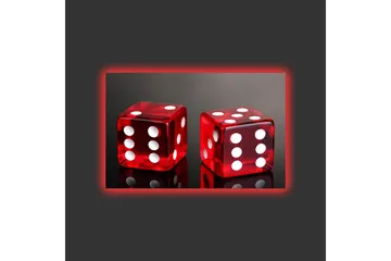 Canvastavla med LED-belysning - Tärningar i klart röd färg med vita prickar - Röd / Vit - Inredning - Tavlor & posters - Canvastavla