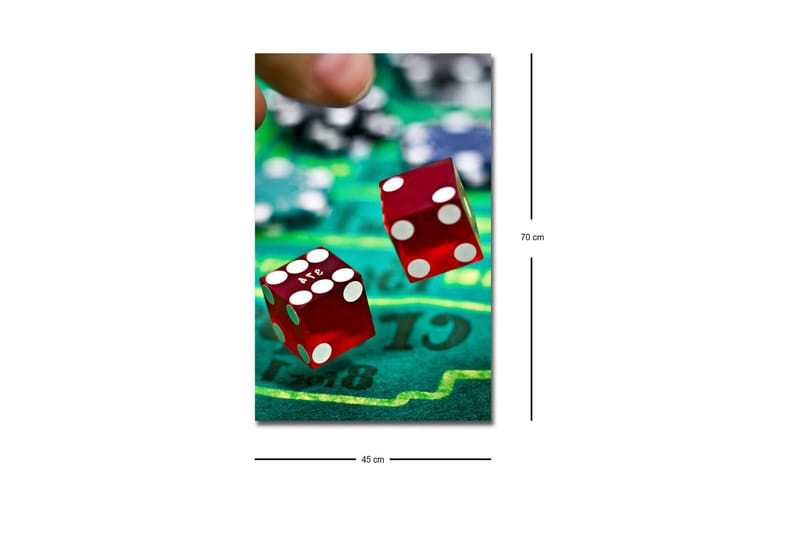 Canvastavla med LED-belysning - Tärningar som kastas på en grön spelplan - Röd / Grön / Svart - Inredning - Tavlor & posters - Canvastavla