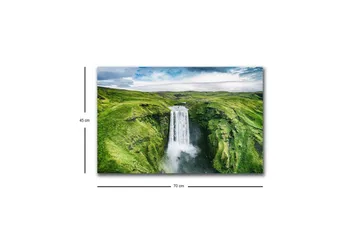 Canvastavla med LED-belysning - Vacker vattenfall i en grönskande dalgång - Grön / Vit / Blå - Inredning - Tavlor & posters - Canvastavla