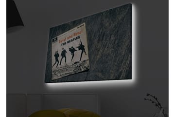 Canvastavla med LED-belysning - Vintage skivomslag med The Beatles i aktion - Svart / Grå / Beige - Inredning - Tavlor & posters - Canvastavla