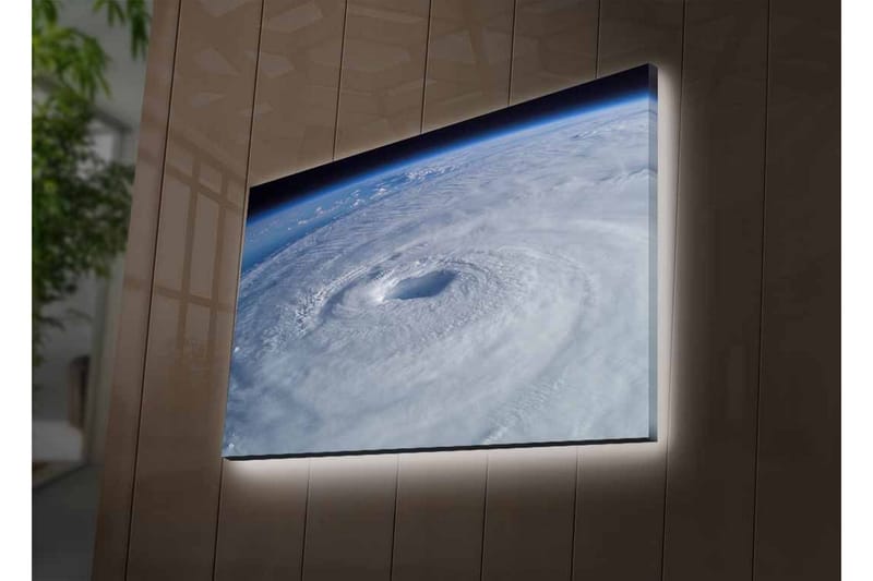 Canvastavla med LED-belysning - Virvlande moln i en tropisk cyklon - Vit / Blå / Grå - Inredning - Tavlor & posters - Canvastavla