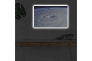 Canvastavla med LED-belysning - Virvlande moln i en tropisk cyklon - Vit / Blå / Grå - Inredning - Tavlor & posters - Canvastavla
