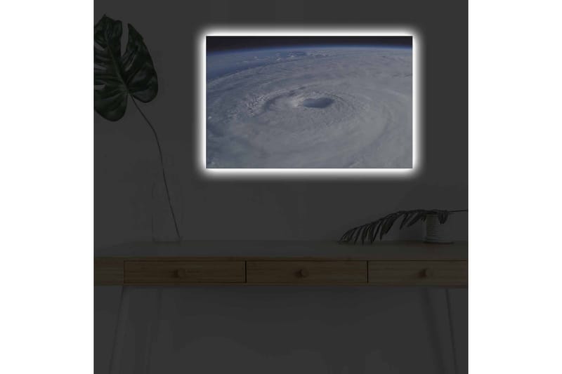 Canvastavla med LED-belysning - Virvlande moln i en tropisk cyklon - Vit / Blå / Grå - Inredning - Tavlor & posters - Canvastavla