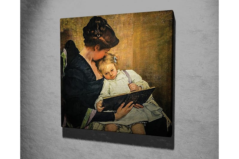 Canvastavla - Moder som läser för sitt barn - Mörkblå / Beige / Vit - Inredning - Tavlor & posters - Canvastavla