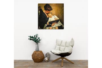 Canvastavla - Moder som läser för sitt barn - Mörkblå / Beige / Vit - Inredning - Tavlor & posters - Canvastavla