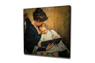Canvastavla - Moder som läser för sitt barn - Mörkblå / Beige / Vit - Inredning - Tavlor & posters - Canvastavla