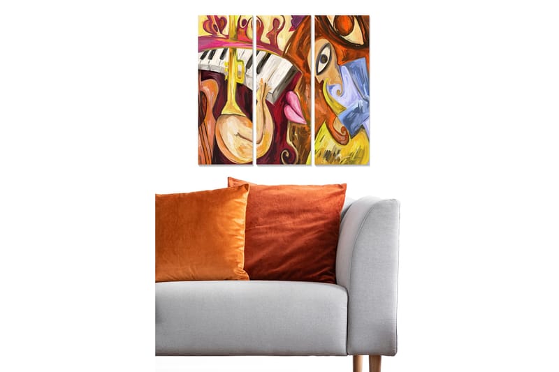 Canvastavla Music 3-pack Flerfärgad, 20x50 cm