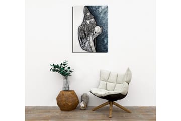 Canvastavla - Mystisk figur med lång skägg och en kristallkula - Mörkblå / Svart / Vit - Inredning - Tavlor & posters - Canvastavla