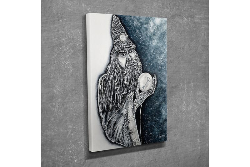 Canvastavla - Mystisk figur med lång skägg och en kristallkula - Mörkblå / Svart / Vit - Inredning - Tavlor & posters - Canvastavla