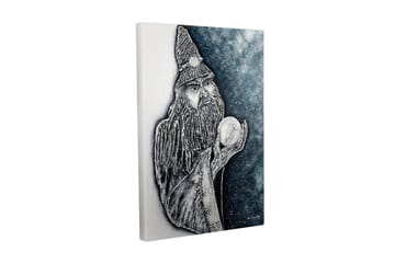 Canvastavla - Mystisk figur med lång skägg och en kristallkula - Mörkblå / Svart / Vit - Inredning - Tavlor & posters - Canvastavla