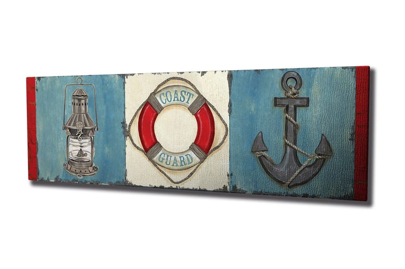 Canvastavla Navy ankare livboj - Blå/Röd - Inredning - Tavlor & posters - Canvastavla