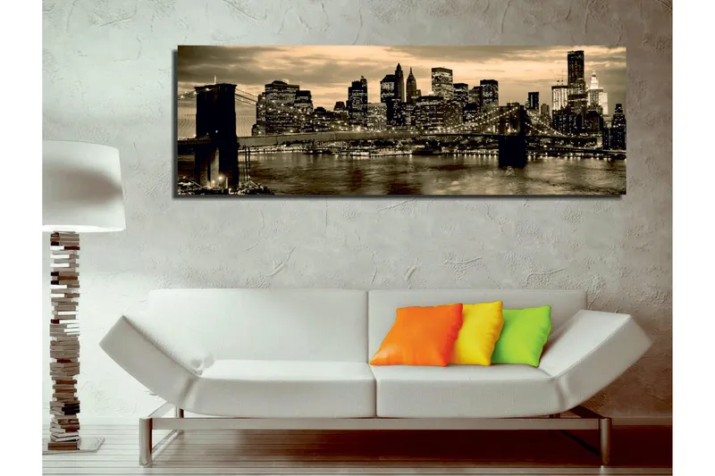 Canvastavla New York Brooklyn Bridge - Svart/Gul - Inredning - Tavlor & posters - Canvastavla